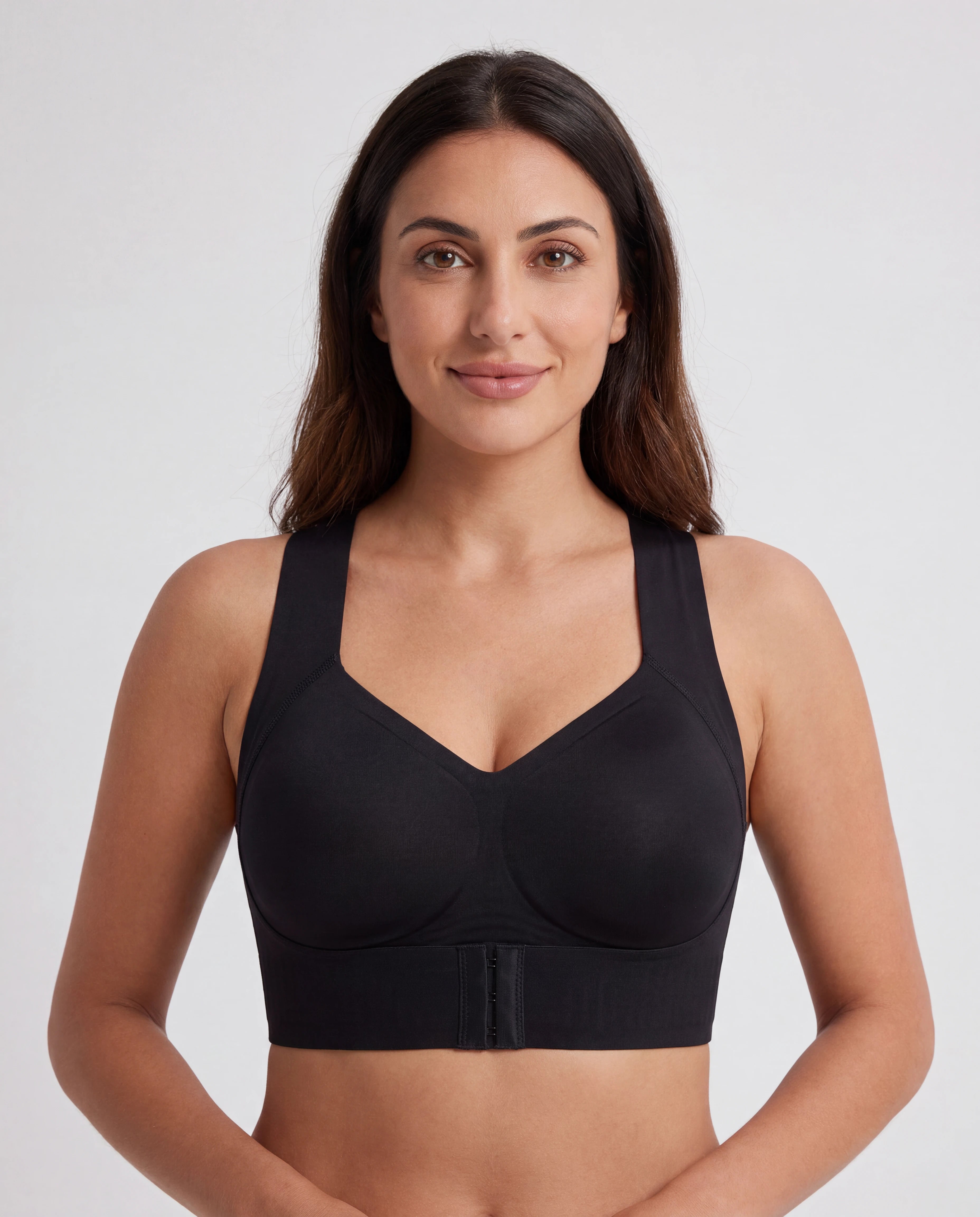 LEISHAPE Cross-Back Posture Bra - Black worn