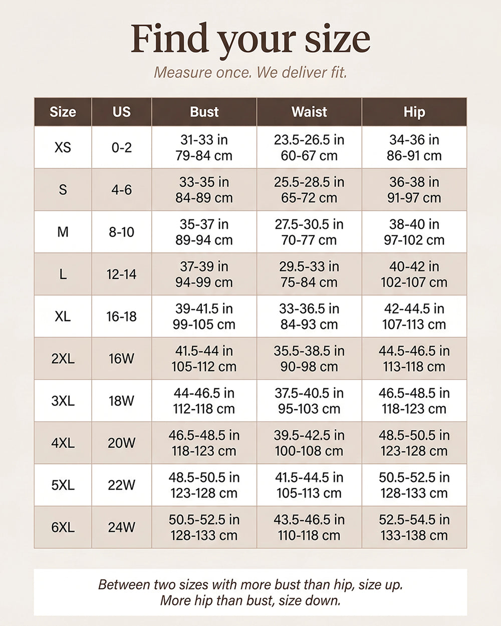 Size chart