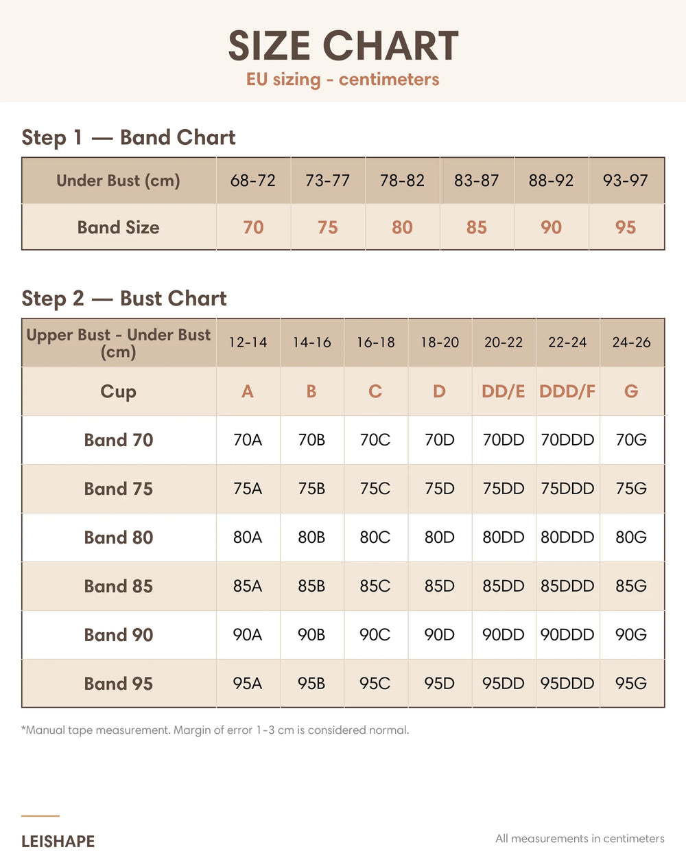 EU size chart