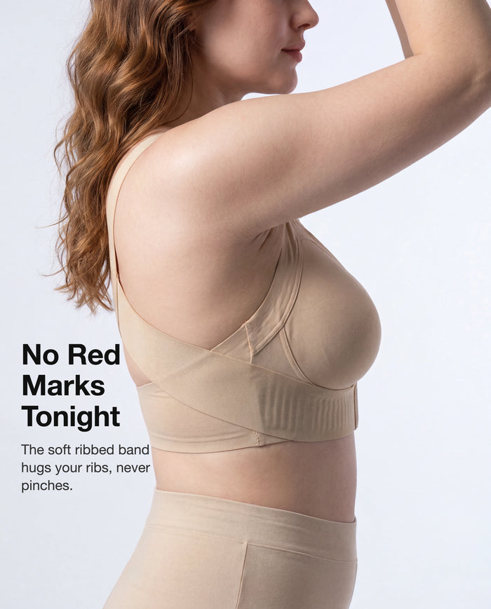 No red marks tonight: the soft ribbed band hugs your ribs, never pinches