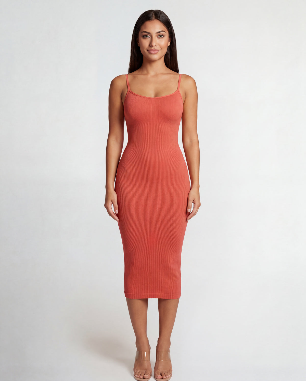 sculptdress-peach-red